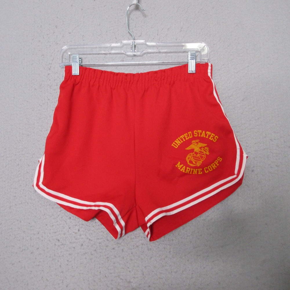 Velva Sheen Gym Shorts Large USMC Marine Corps Red Vintage 80s Made in USA